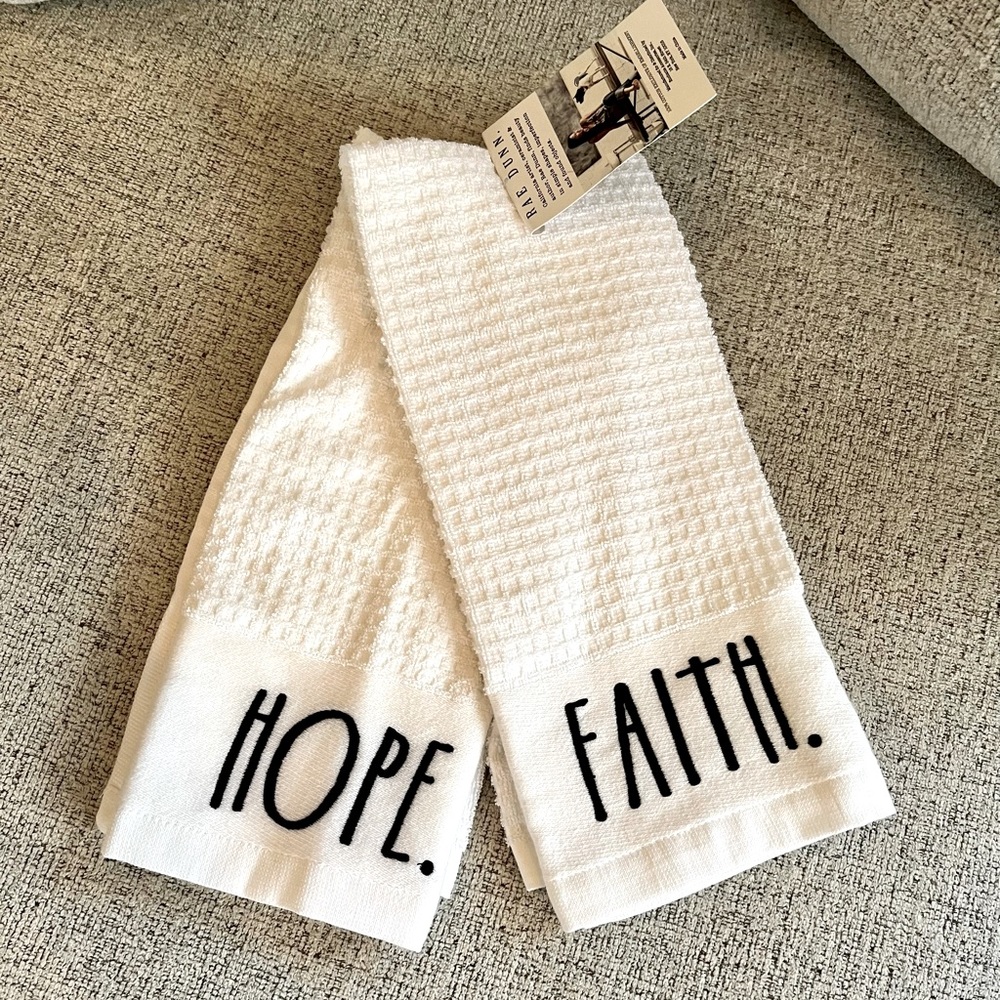 Rae Dunn Kitchen Towels Faith/Hope